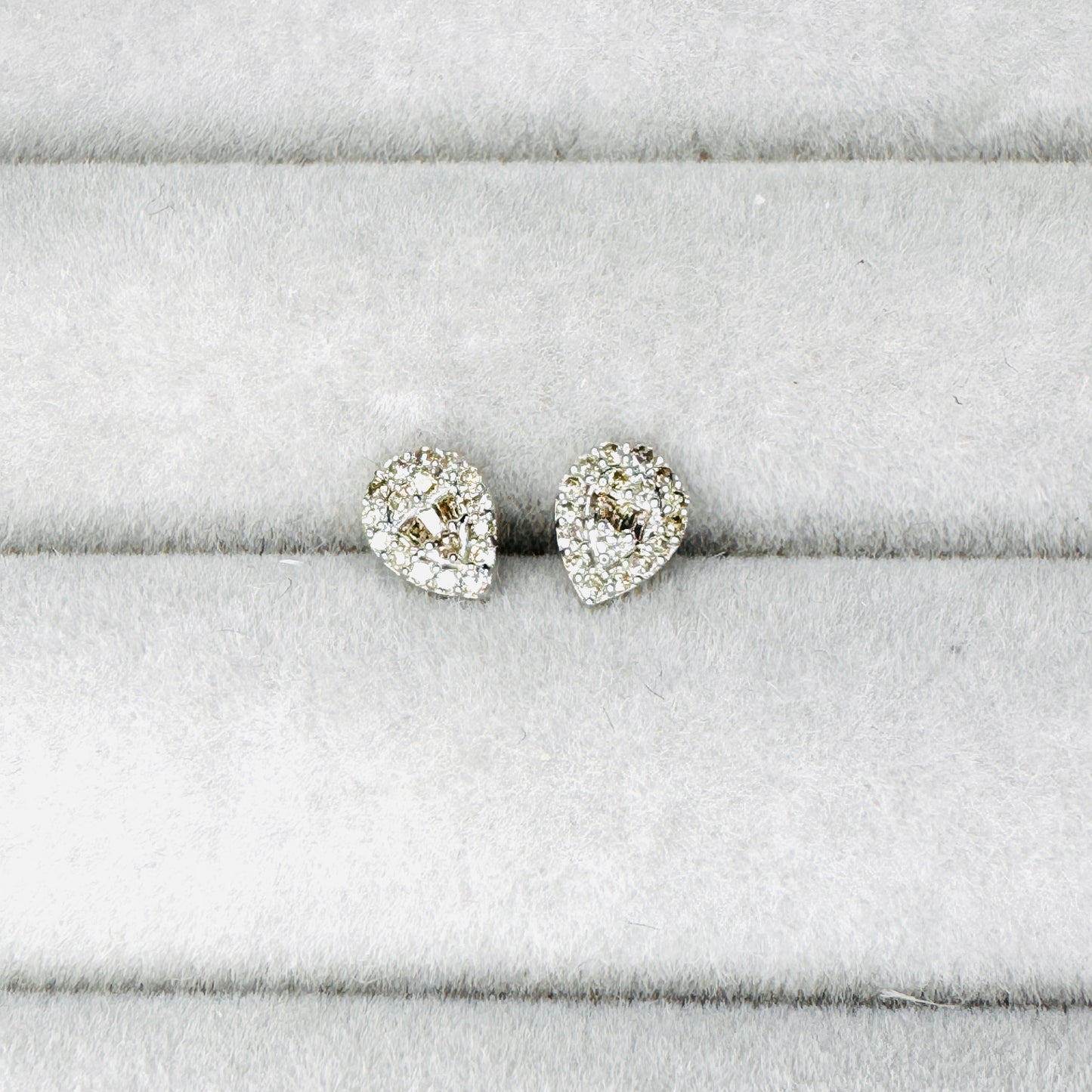 Pia Teardrop Illusion Studs (White Gold)