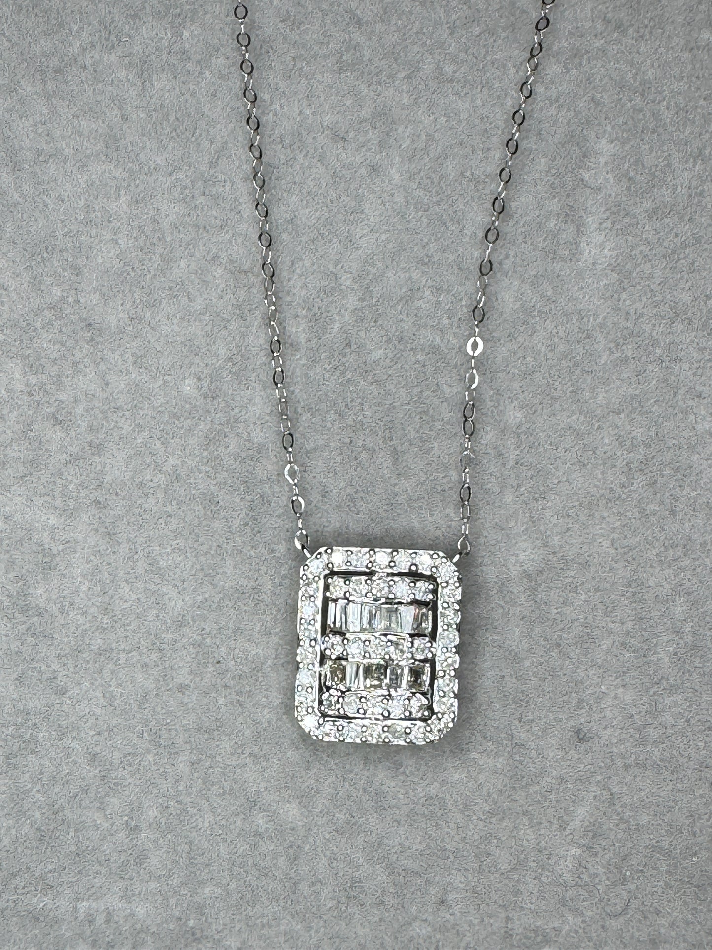 Lulu Square Pendant Diamond Necklace