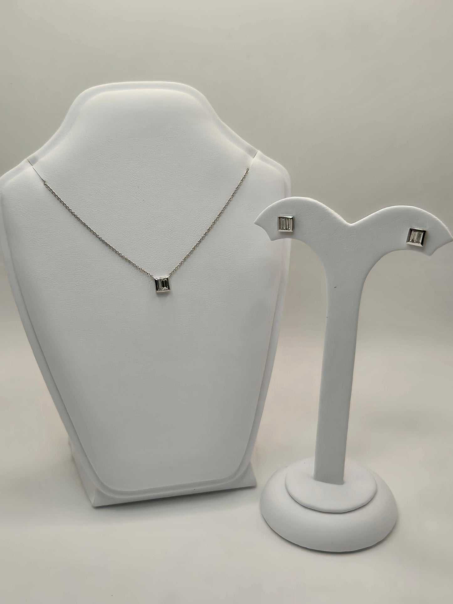 Giulia Illusion Princess Cut Diamond Earrings and Necklace Set