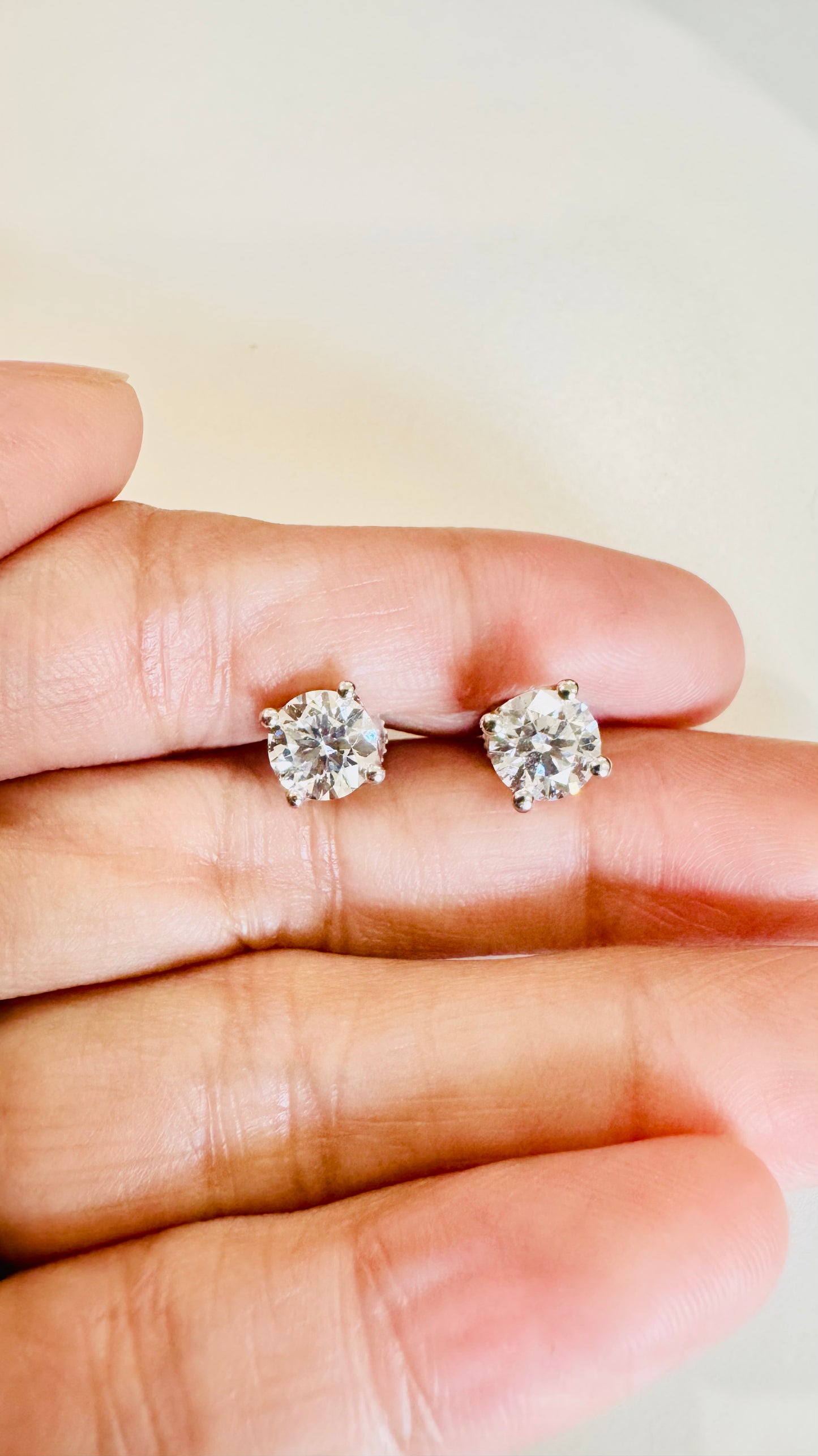 Diamond Stud Earrings, 1 + 1 carats