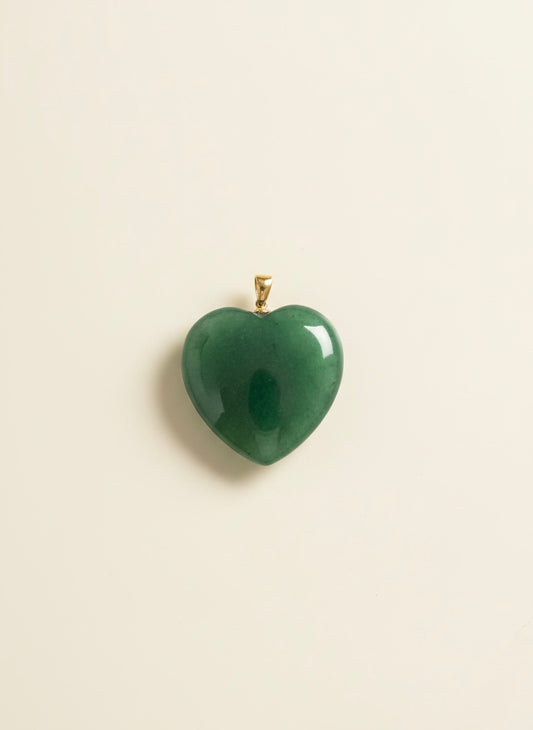 Green Jade Heart Pendant in 18K Yellow Gold (Pendant Only)