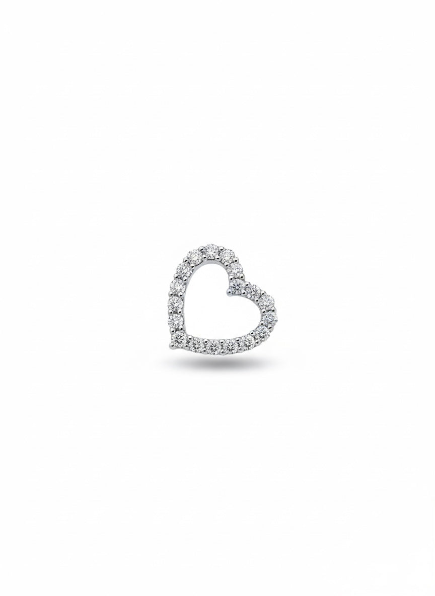 Amour Mini Open Heart Diamond Pendant in 18K White Gold (Pendant Only)