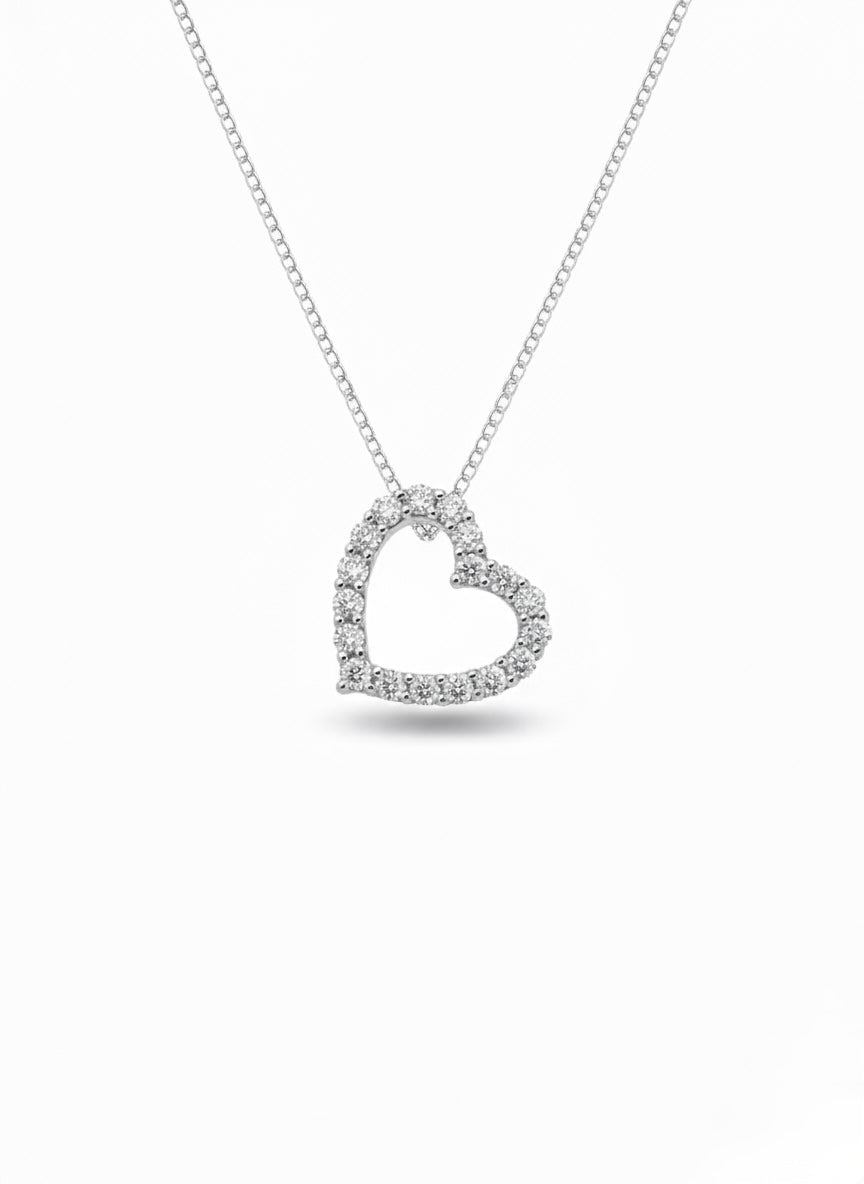Amour Mini Open Heart Diamond Pendant in 18K White Gold (Pendant Only)