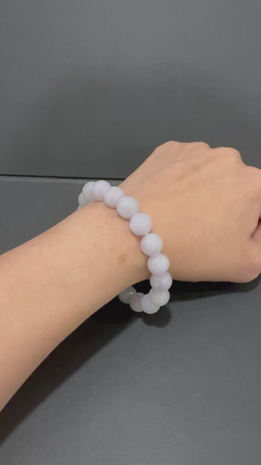 Premium Pale Purple Jade Crystal Bracelet with 12mm Beads