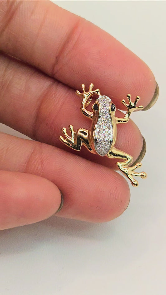 Frog Diamond and Gold Necklace