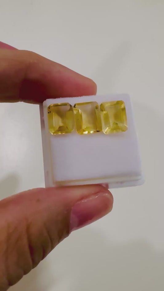 Citrine Loose Stones, Emerald Cut, Set of 3 pieces